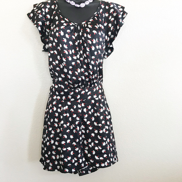 BDBA 100% Silk Black Textile Mini Jumpsuit Size S - Picture 1 of 8